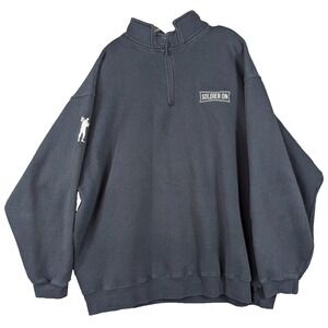 J America Sportswear Jacket Mens 3XL Blue Soldier On‎ Fleece Lined 1/4 Zip VTG